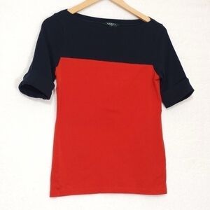 Lauren Ralph Lauren Top Color Block Navy and Red Size Medium